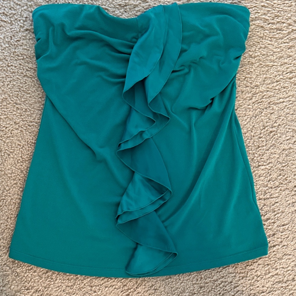 The Limited green Strapless Ruffle Blouse